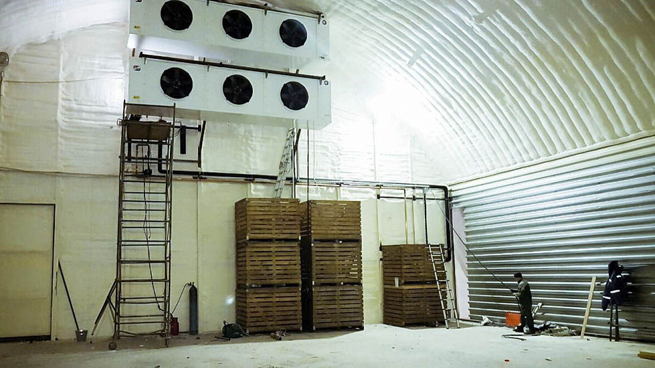 Вентиляционное и холодильное оборудование для хранилища моркови на 1200 тонн.
